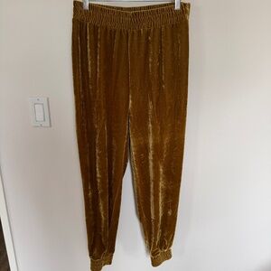 Cupcakes & Cashmere Mustard Velvet Joggers